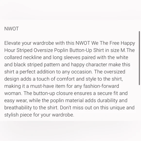 NWOT We the free poplin top also have yellow in my closet - Picture 5 of 8